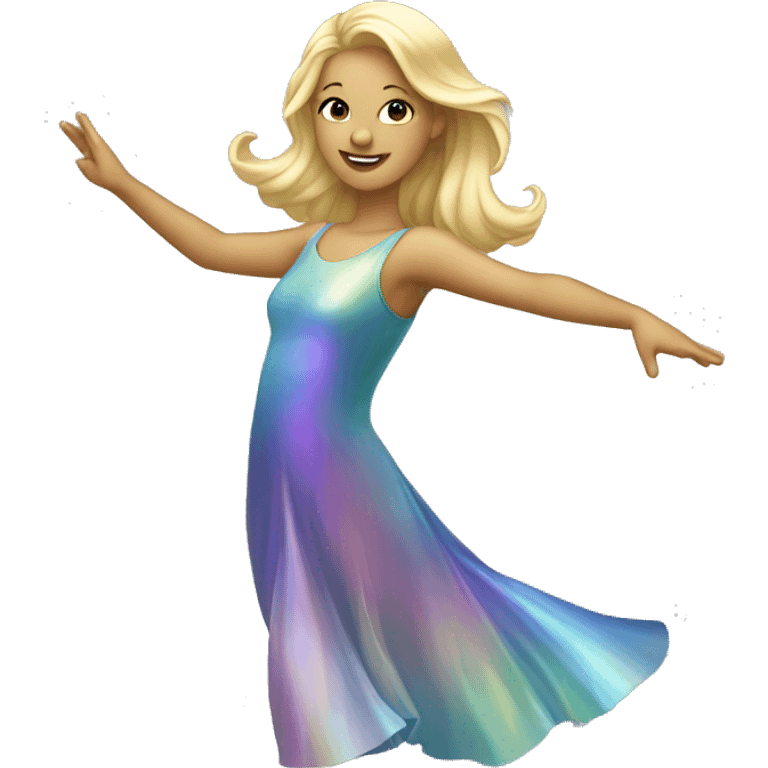 Dancing blonde girl in an iridescent dress emoji