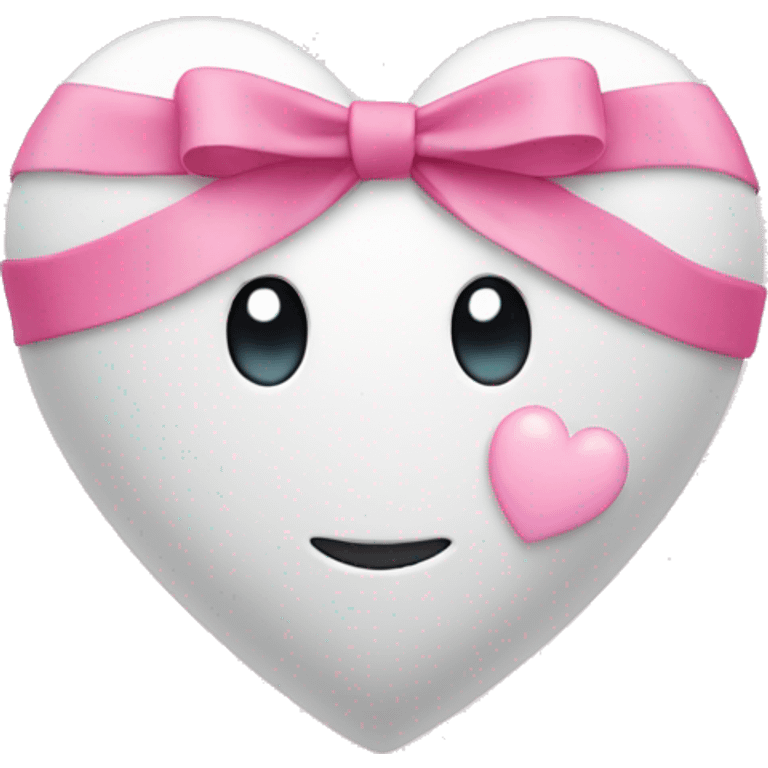 White heart with pink bow  emoji