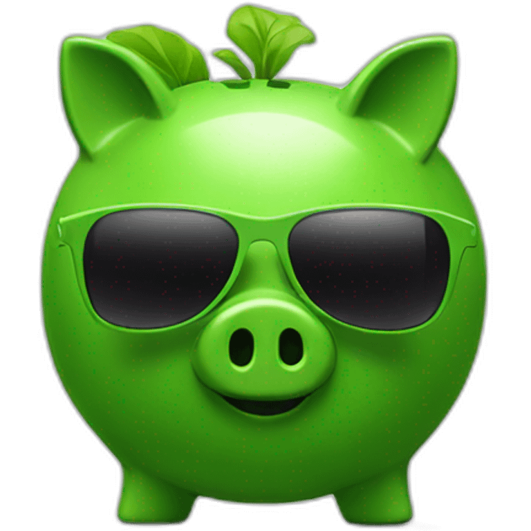 green piggybank with green sunglasses emoji