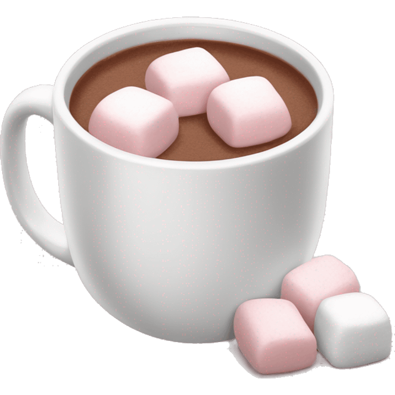 Light Pink mug of hot chocolate with marshmallows  emoji