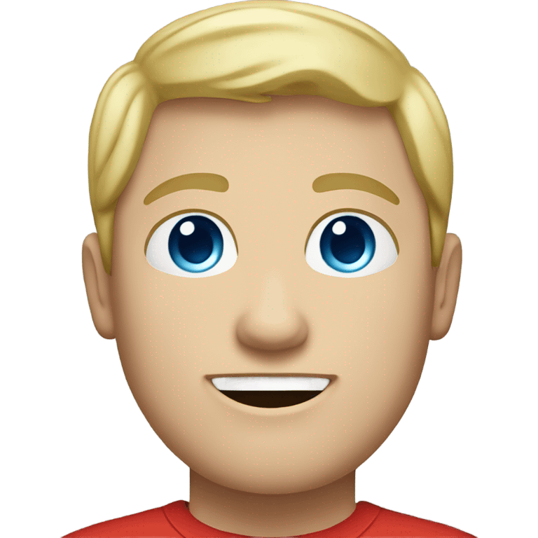 a caucasian, fat, teen with blonde hair and blue eyes in a red shirt emoji