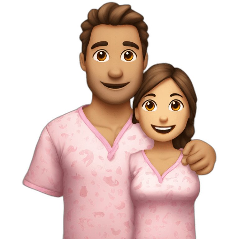 pareja de personas en pijama de dinosaurio emoji