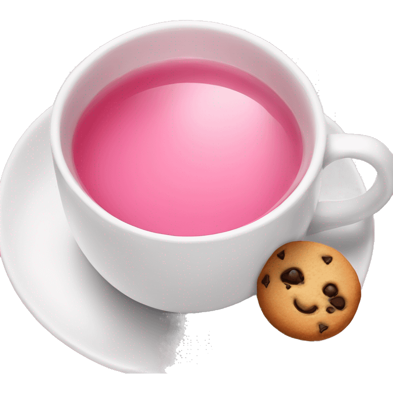 Pink tea in a white cup and cookie emoji