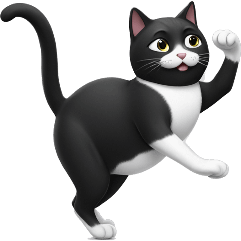 Black and white cat dancing  emoji