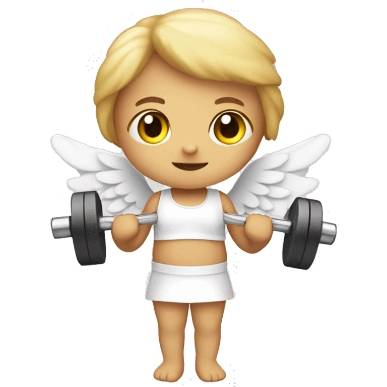 cute angel with dumbbells  emoji