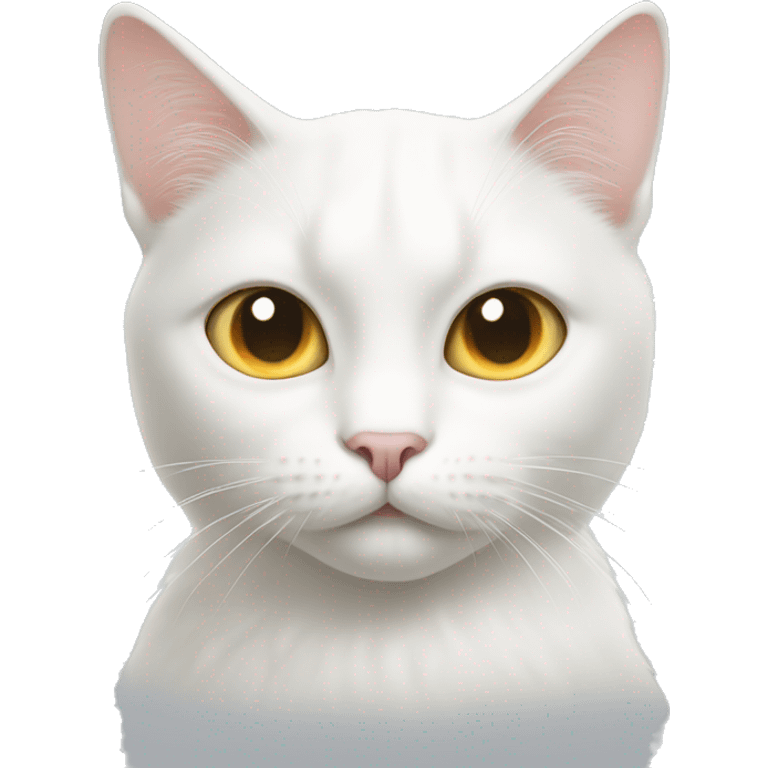 white cat with one white eye and one gold eye emoji