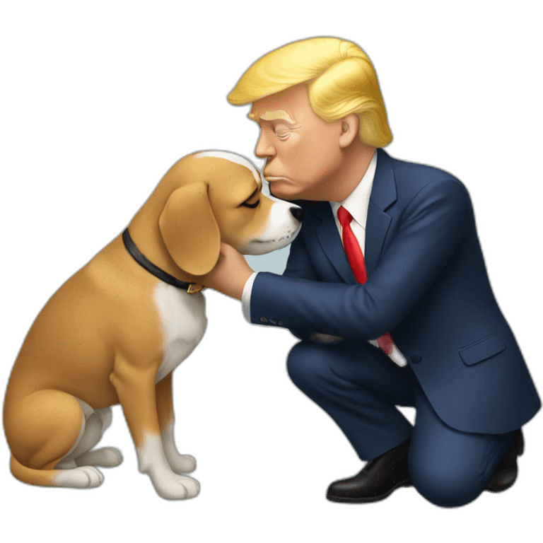 trump kissing a dog emoji