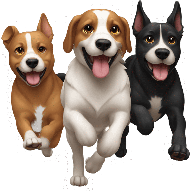 3 dogs  running together emoji