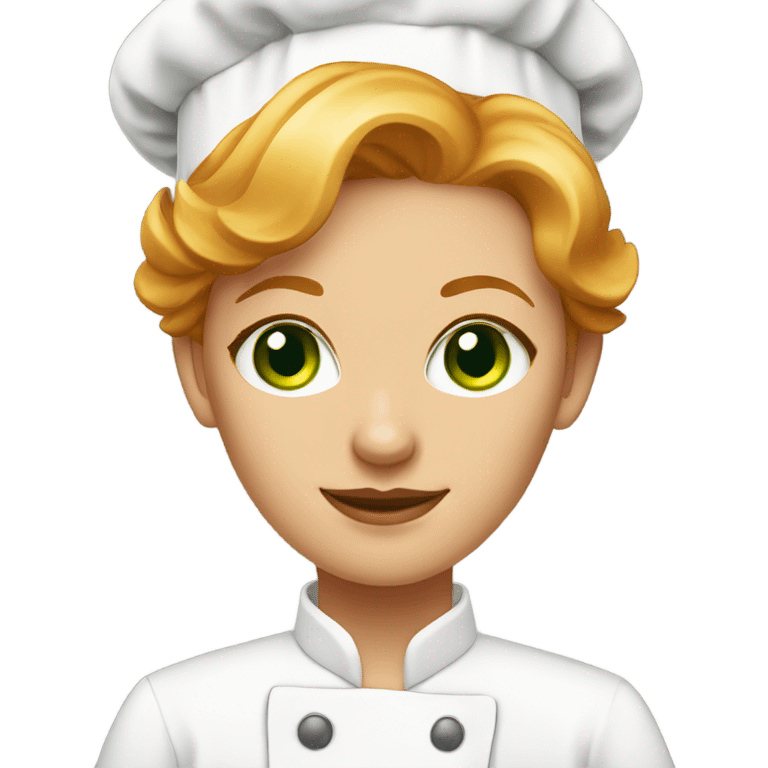 green eyed short strawberry blonde female chef emoji