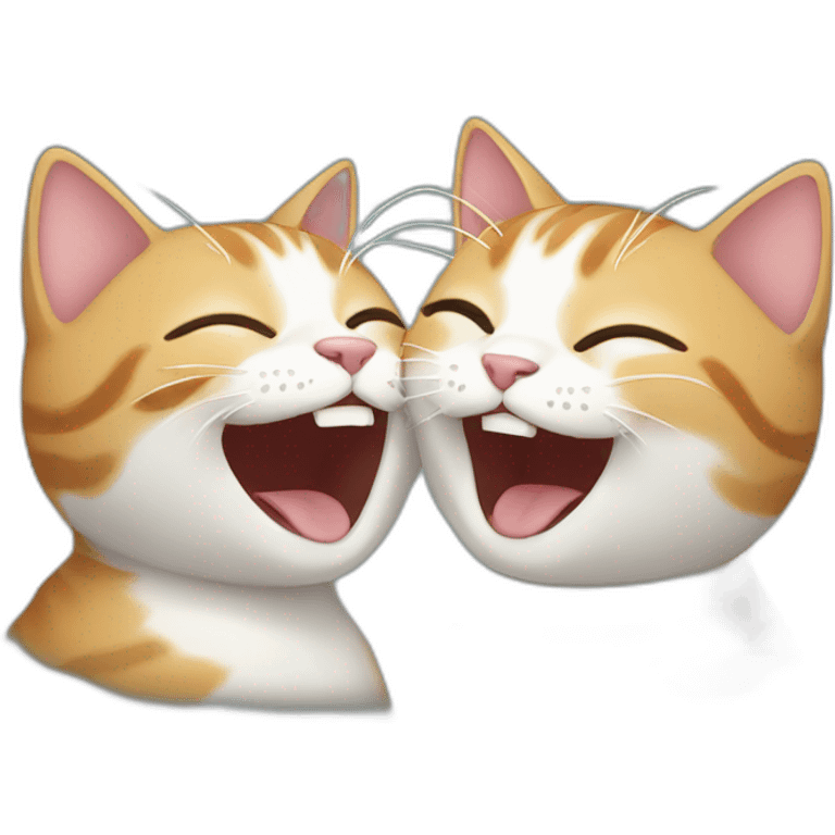 two cute cats laughing emoji