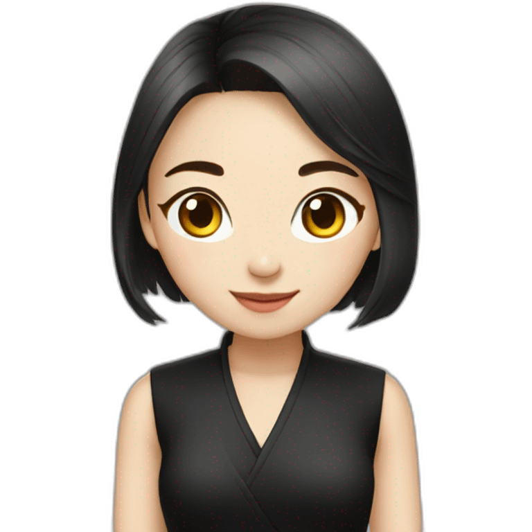 Chinese beautiful girl wear black emoji