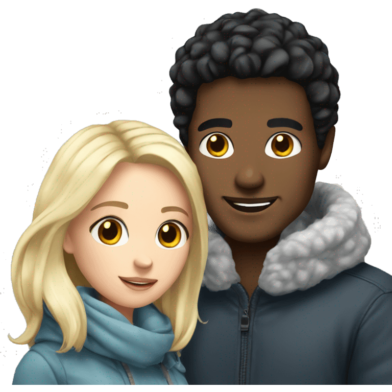 Winter couple Sweet - black hair man und blond girl emoji