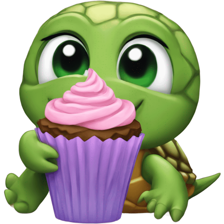 Turtle with a cupcake  emoji