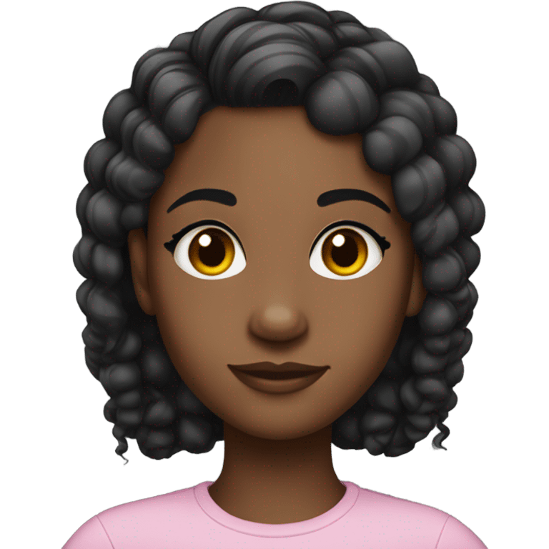 Black girl with a Side part with baby hairs & lashes emoji