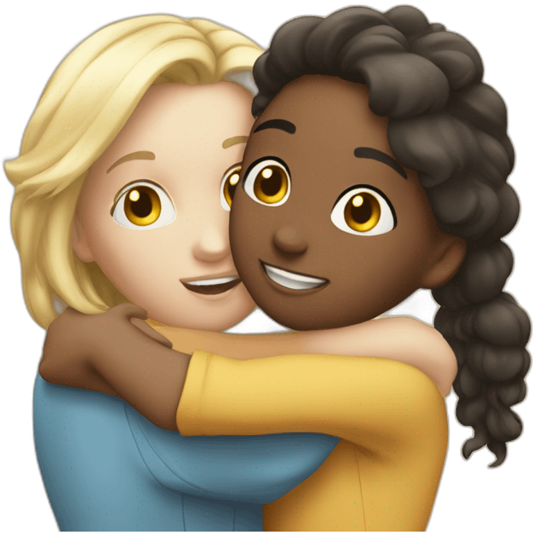 Hug two white girlfriends emoji