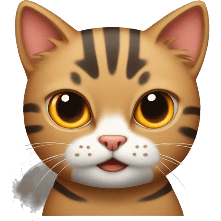 cute angry cat that a tabby but it’s a brown black orange tabby emoji