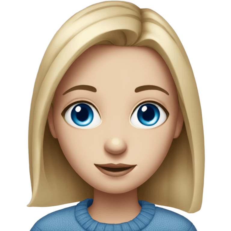 realistic portrait of a girl with blue eyes emoji