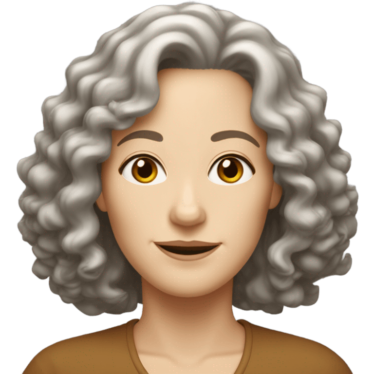 White woman 50 plus with shoulder length curly brown hair and hazel eyes emoji