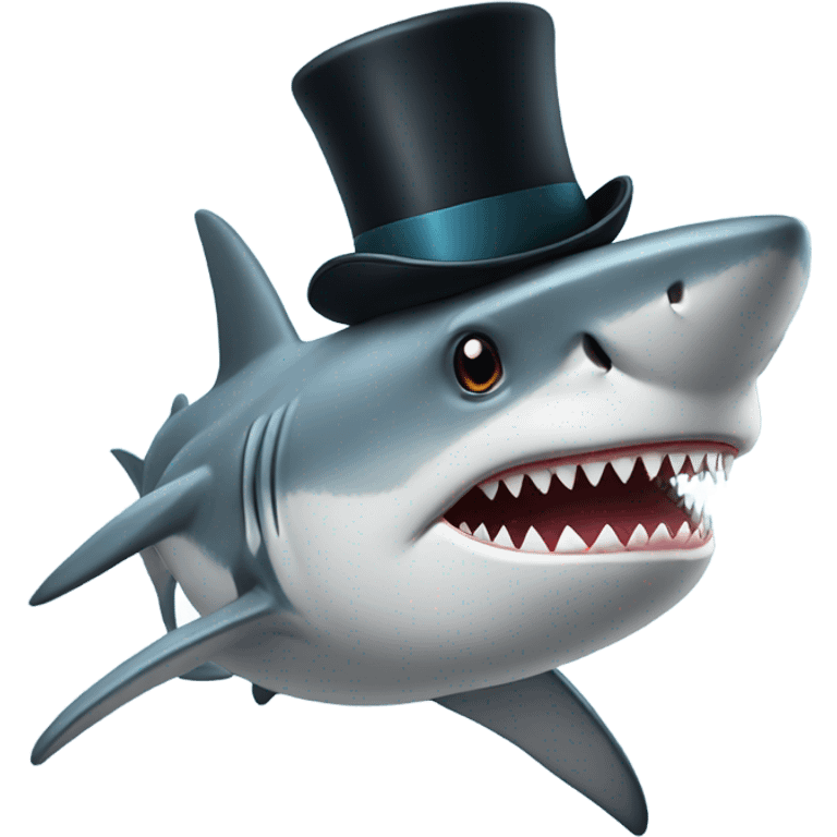 Shark with a top hat emoji