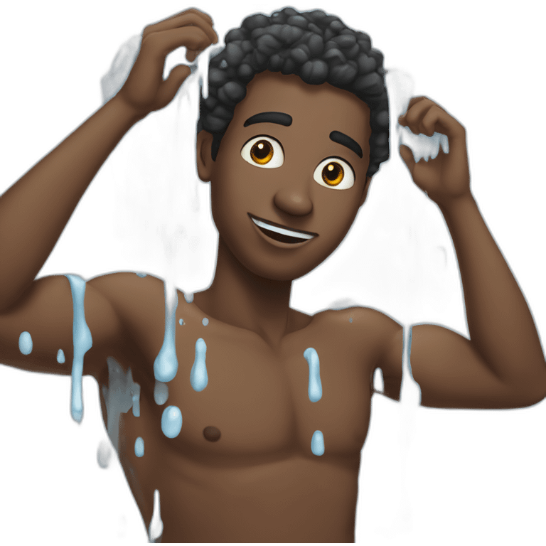 Black guy with Gypsum on the left hand showering emoji