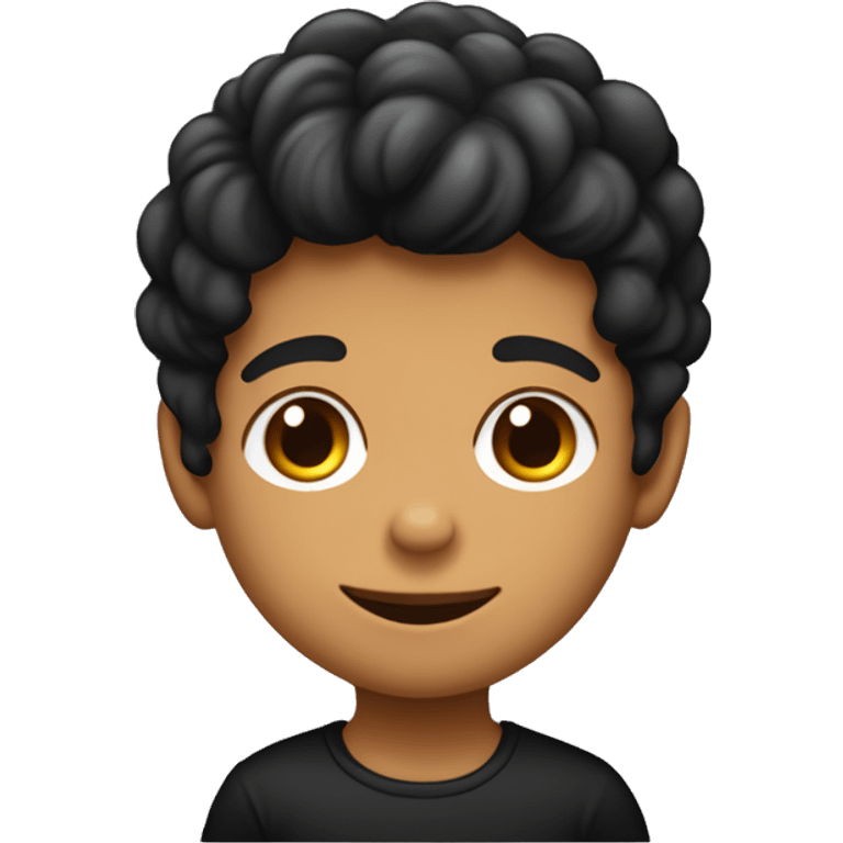 niño con pelo de color negro y que su tonalidad de piel es cafe con lent emoji