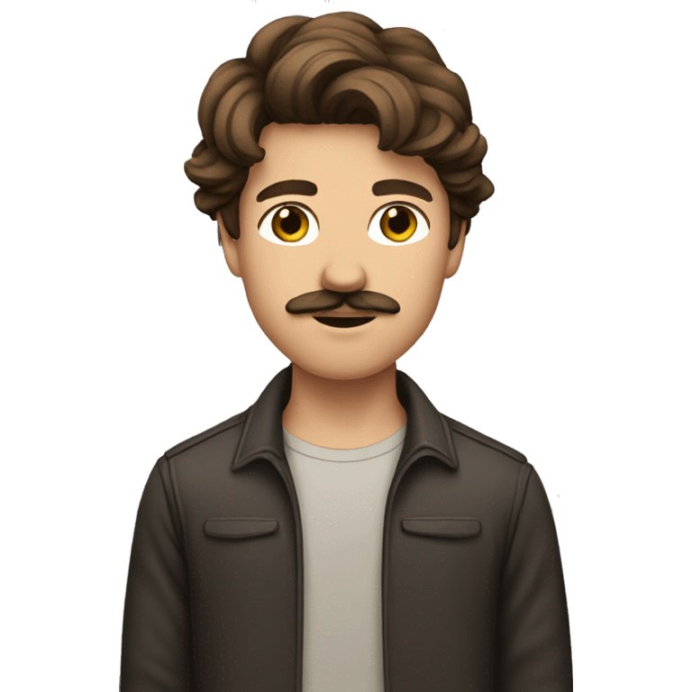 brown hair young guy with moustache emoji