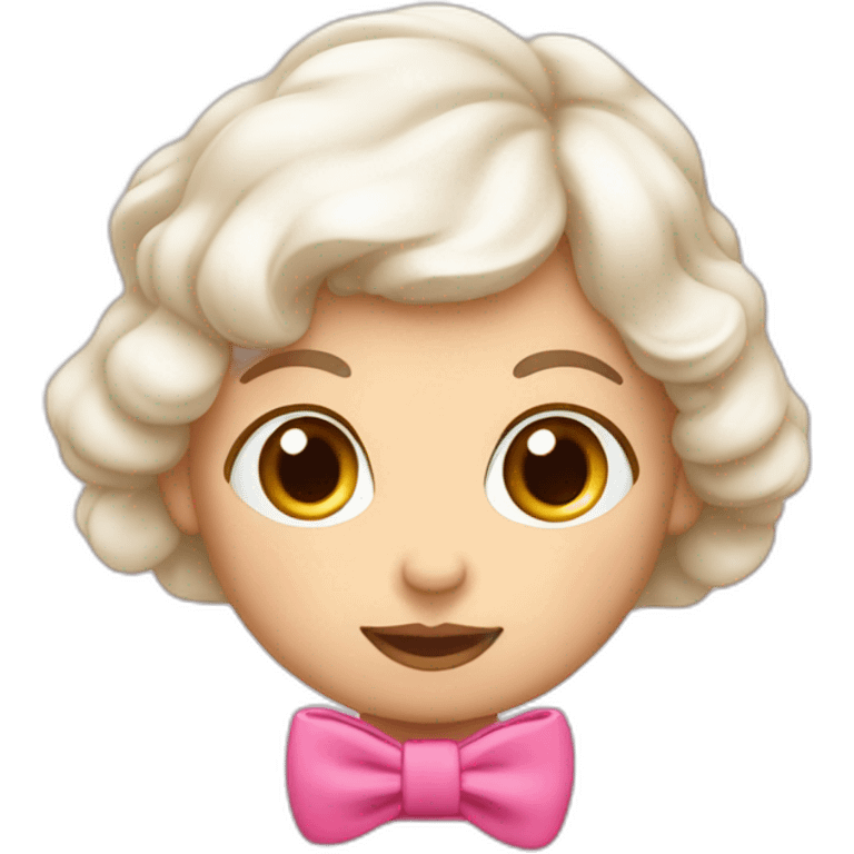 Bébé blanc avec un noeud rose emoji