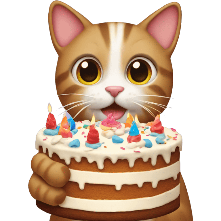 Cat holding a birthday cake emoji