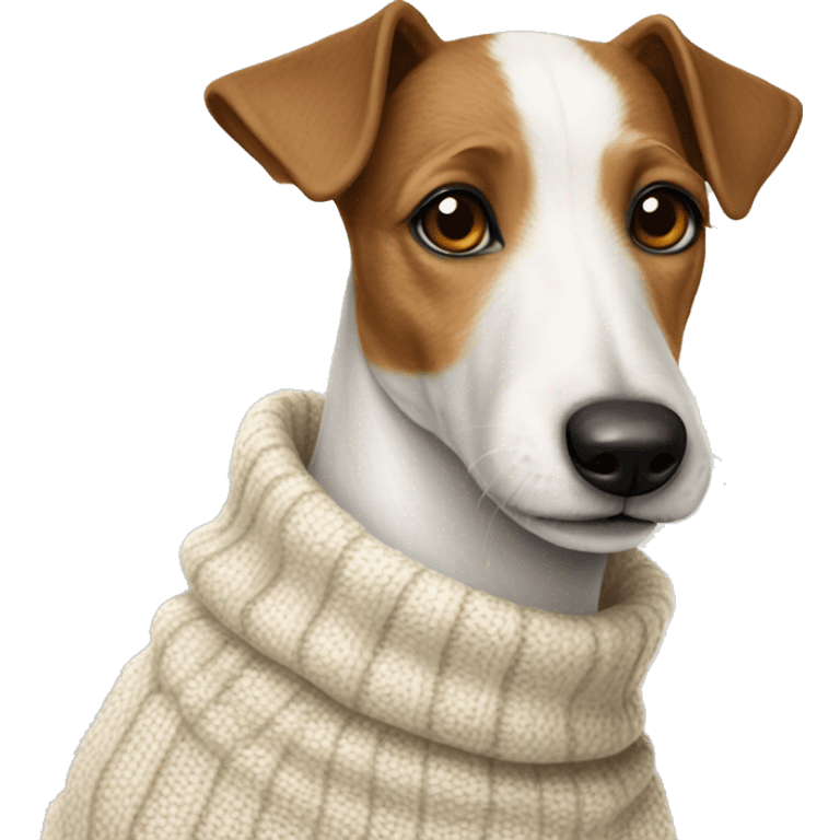 Old Smooth Fox Terrier white brown wearing a sweater emoji