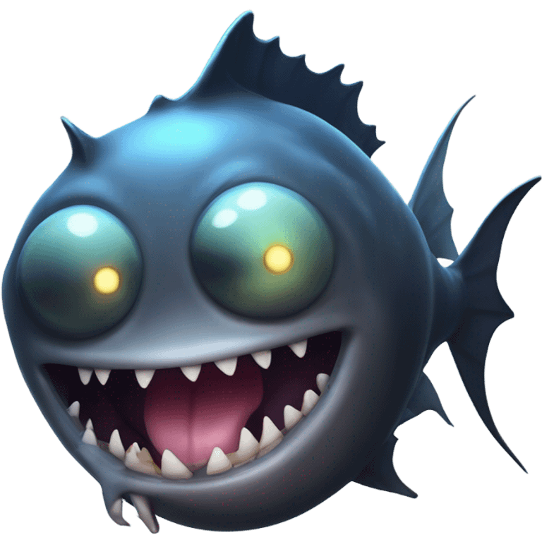 Anglerfish with glowing lure, sharp teeth, and big eyes. emoji