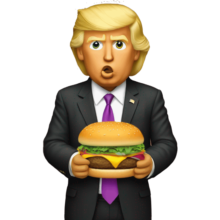 trump eating burger with pride flag emoji