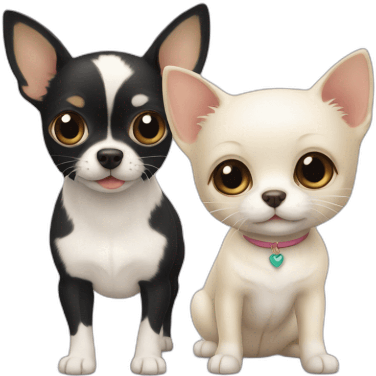 Vanilla chihuahua and white cat emoji