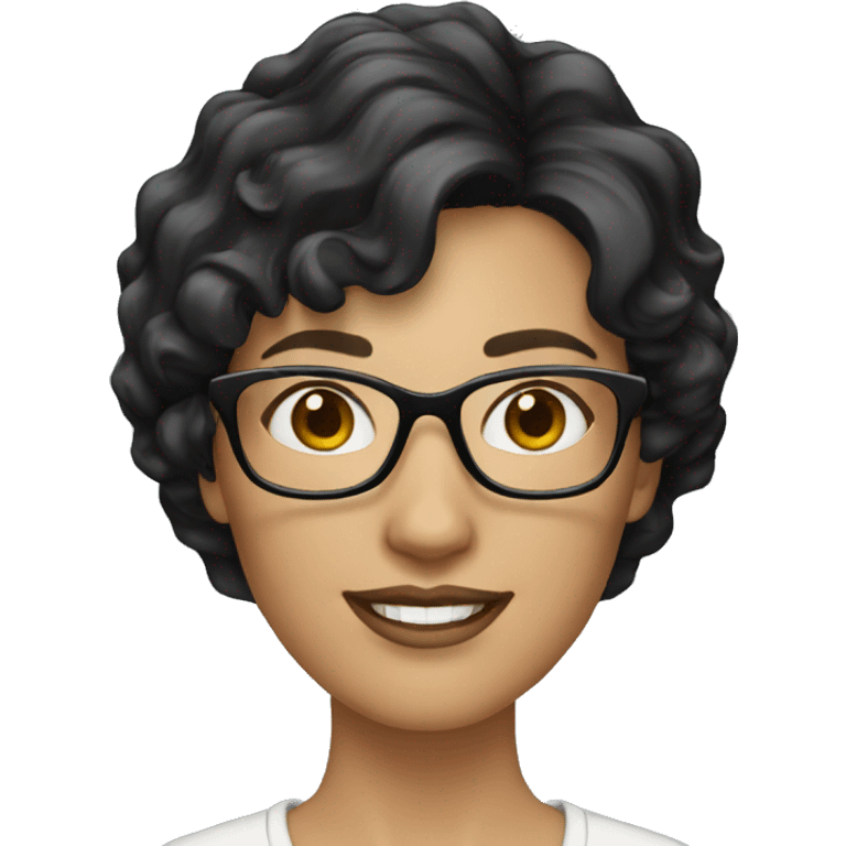 caucasian-woman-black-wavy-short-hair-glasses emoji