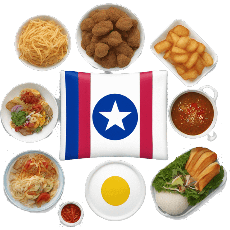 Dominican Republic flag with Korean food in the middle  emoji