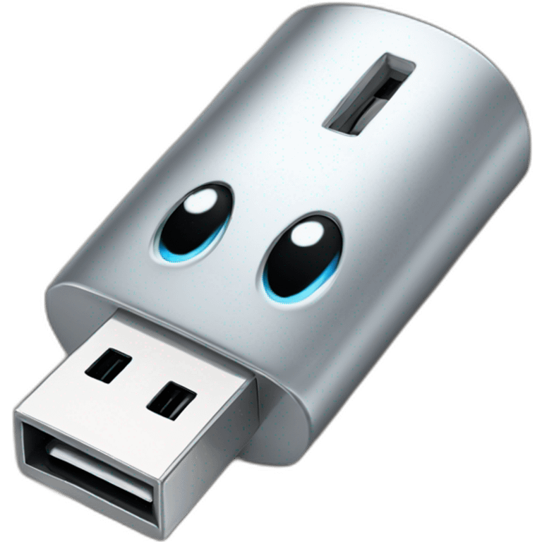 silver usb stick with eyes emoji