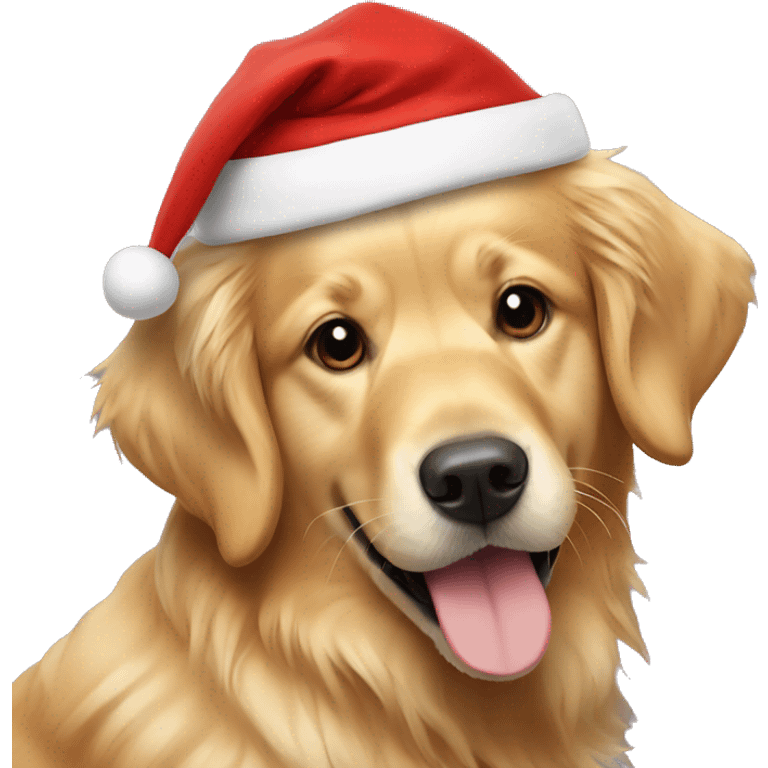 Golden retriever with Santa hat  emoji