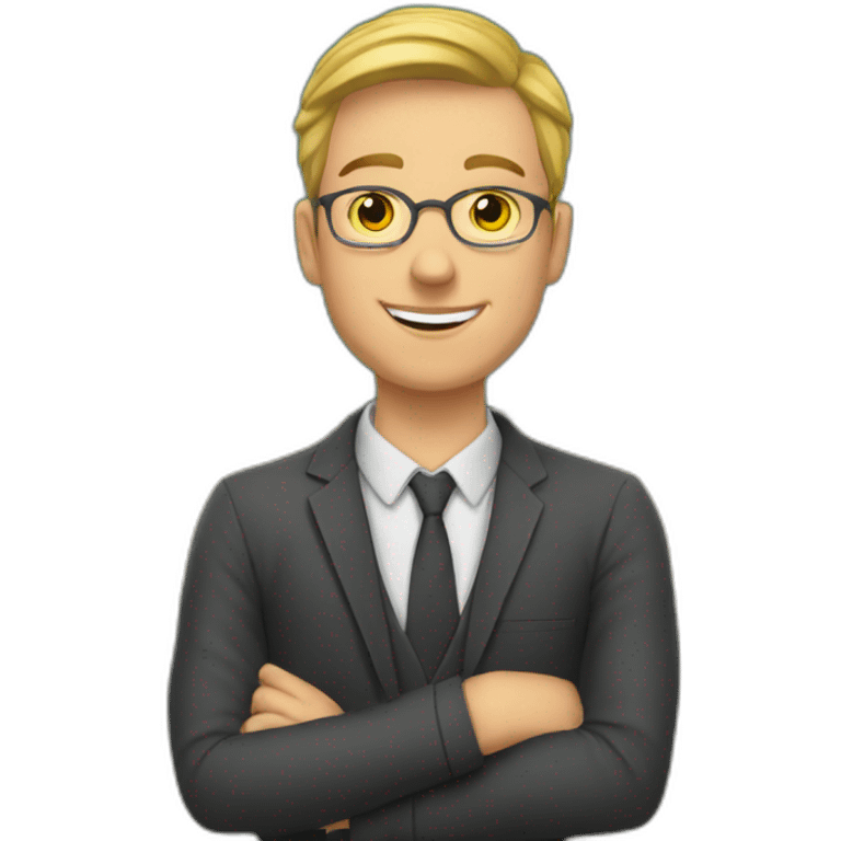 Young white male teacher in front of a blackboard emoji