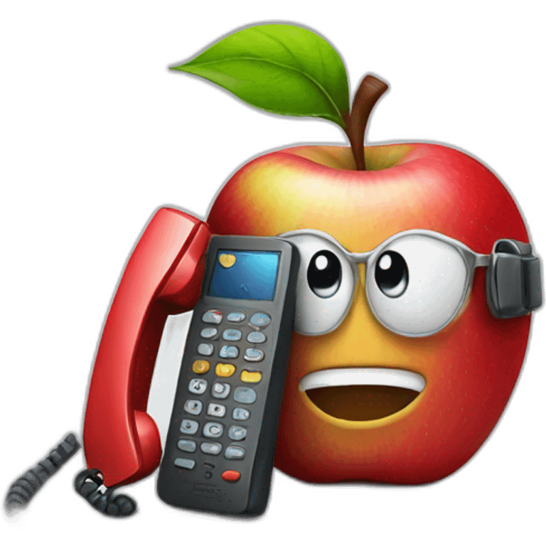 apple with a phone emoji