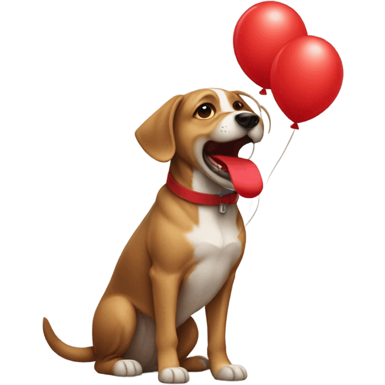 Dog holding a red balloon  emoji