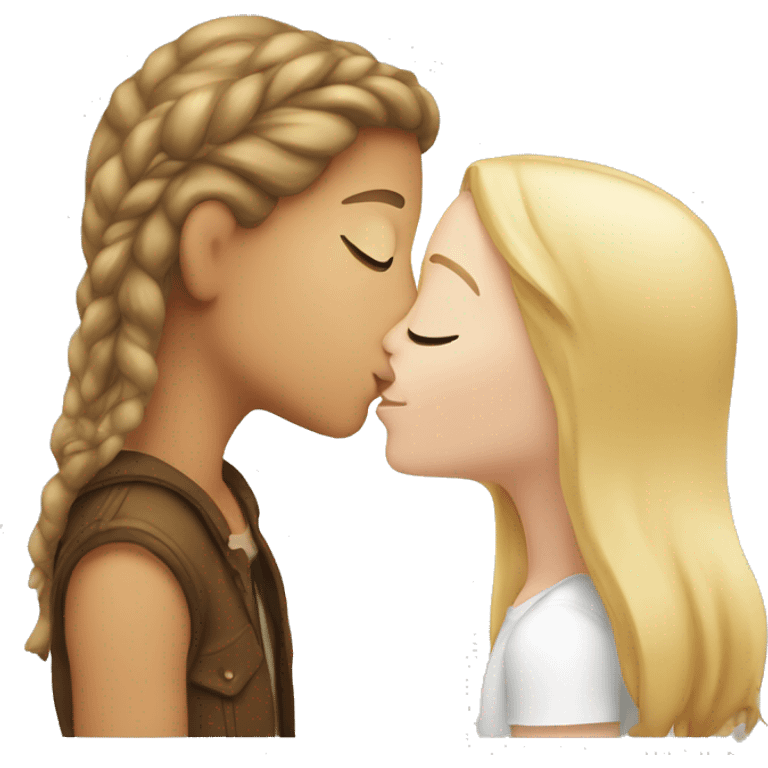 A white girl kissing another white girl emoji