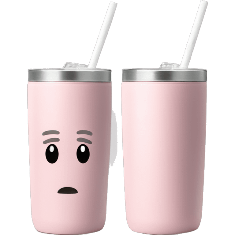 Light pink 40oz Stanley tumbler with a handle and a straight white straw emoji