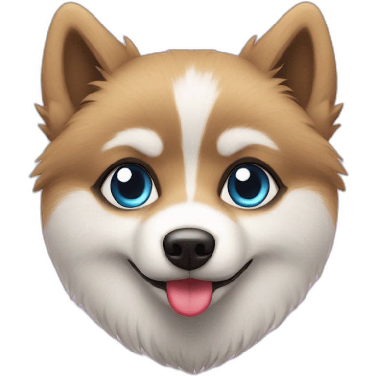 Pomsky with heart eyed emoji