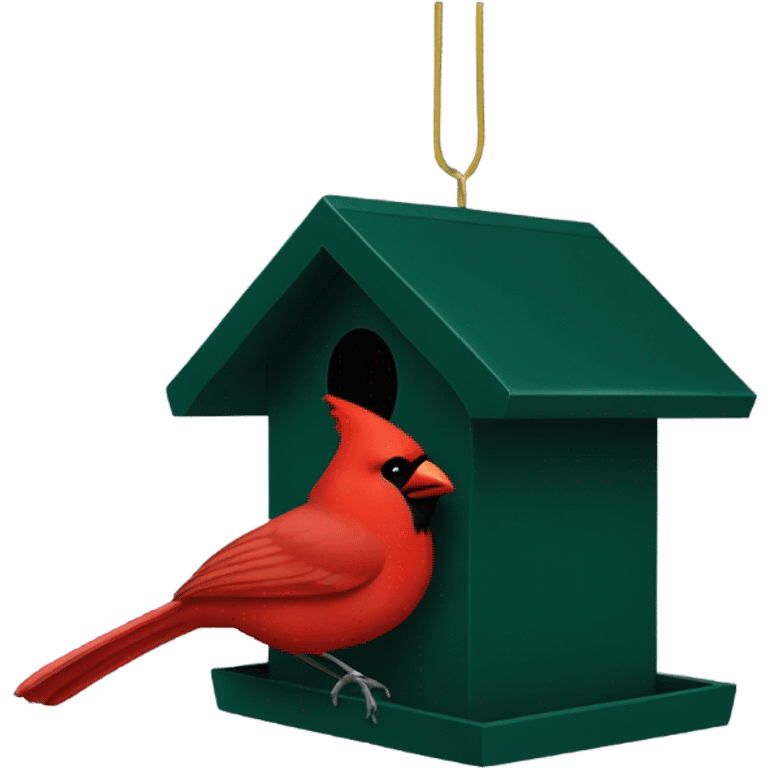 Red Cardinal on a dark green bird feeder emoji