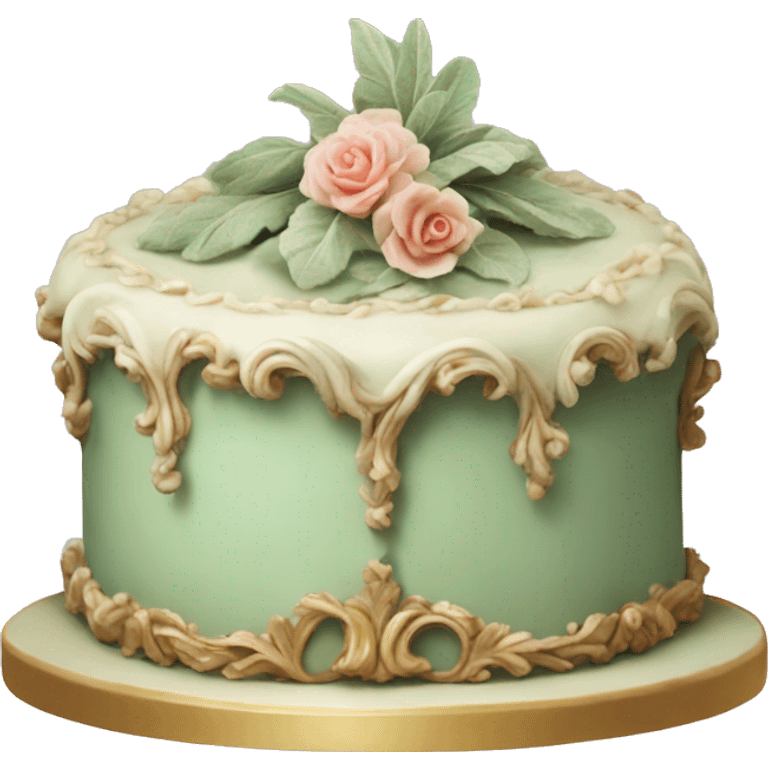 highly detailed sage rococo cake emoji