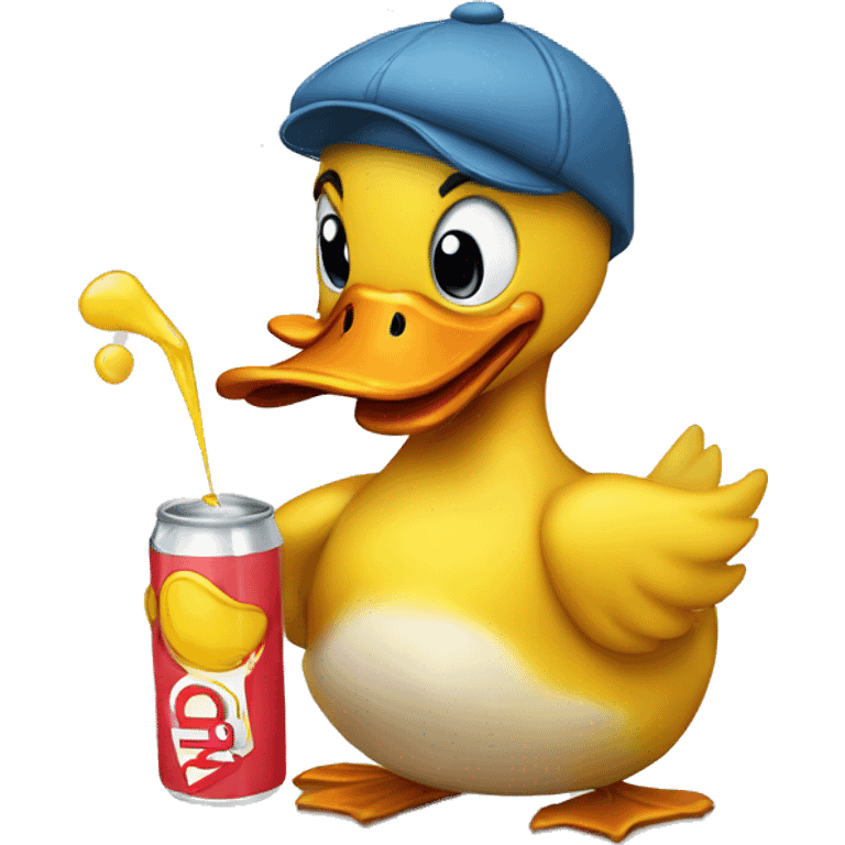 cartoon Duck doing a spit take holding a juice box emoji