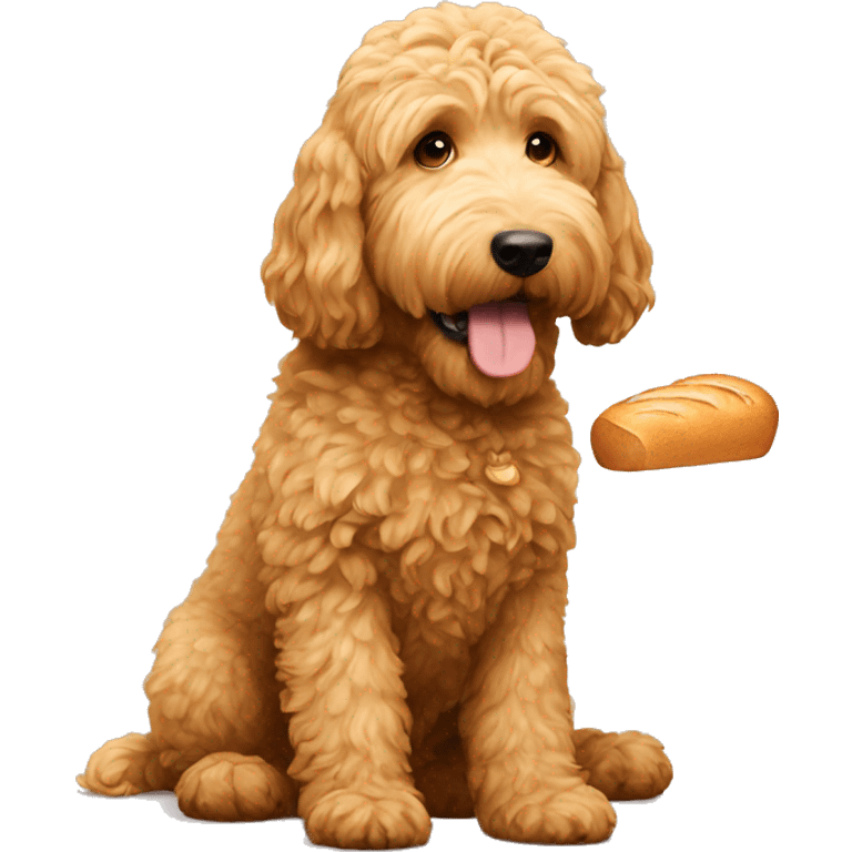 Golden doodle eating bread emoji