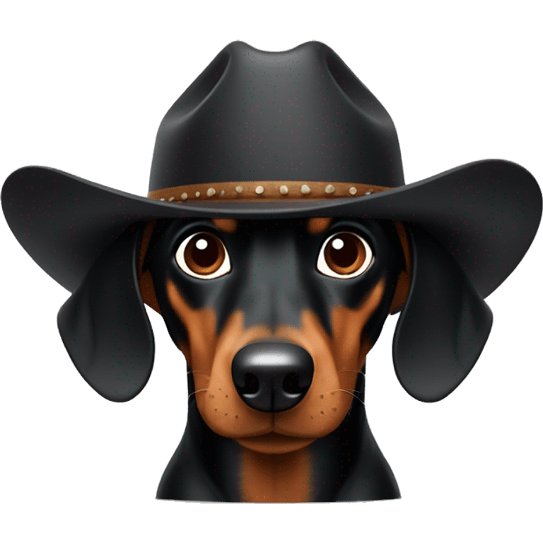 black dachshund with cowboy hat emoji