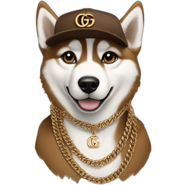 Husky brown with Gucci chains and cap gucci emoji