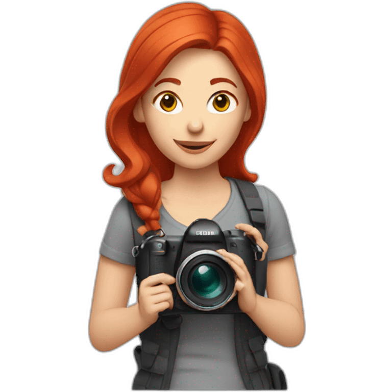 red hair woman with camera emoji