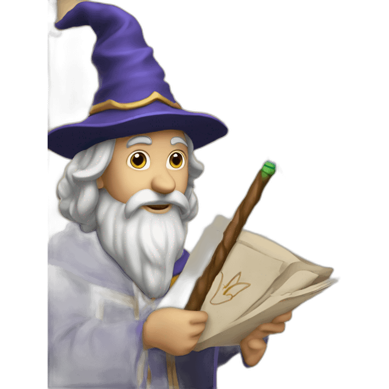 Wizard with a magic wand editing a document  emoji